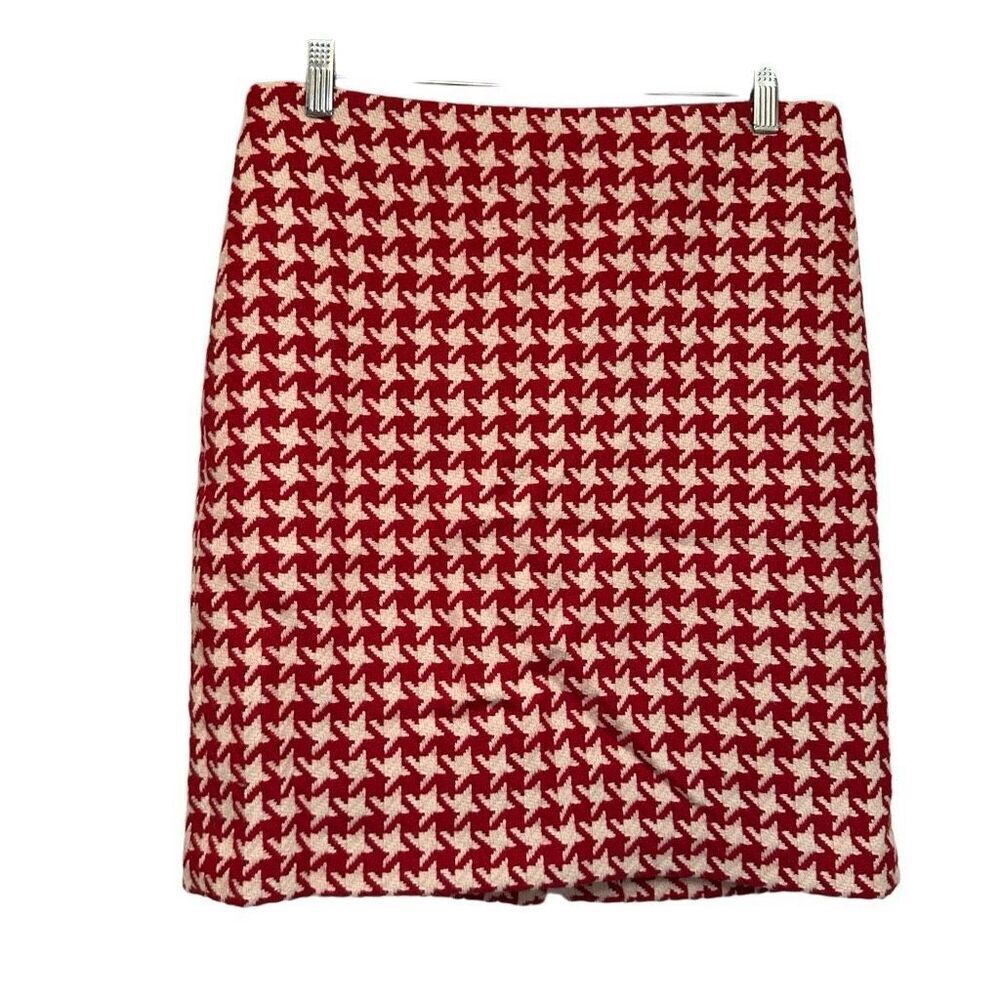 Talbots red & cream houndstooth skirt- size 6